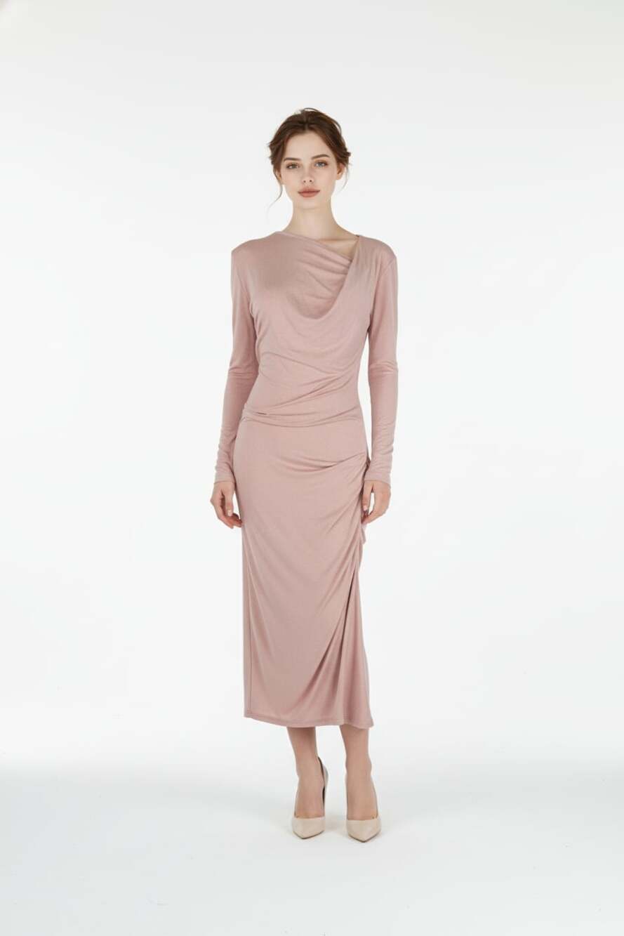 bebe Crepe Cowl Maxi Dress in Pink Sz. S